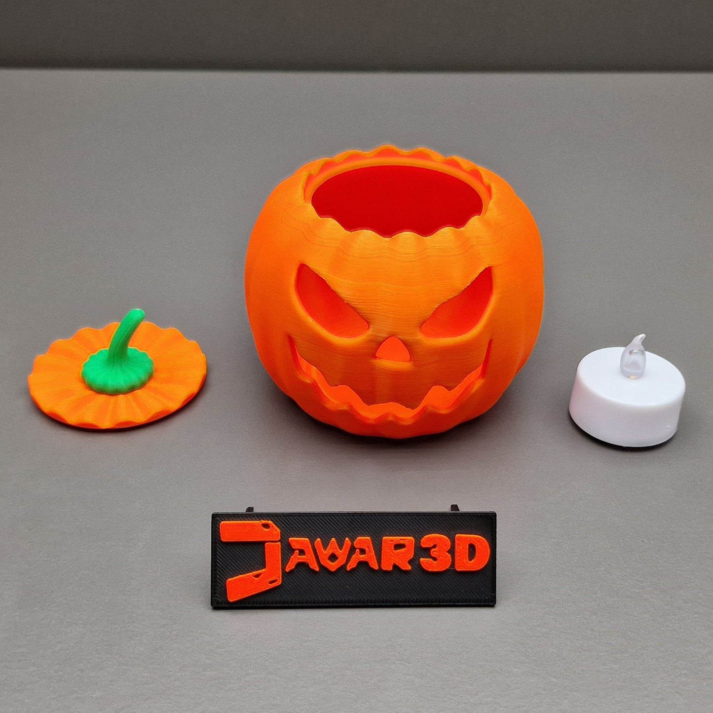 Plastic Halloween Pumpkin - Decoration includes flameless battery candle