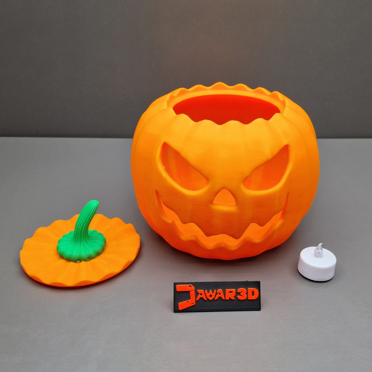 Plastic Halloween Pumpkin - Decoration includes flameless battery candle